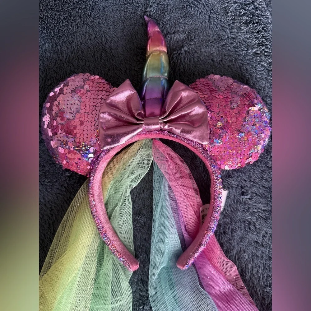 Sequin Disney unicorn headband with rainbow tule